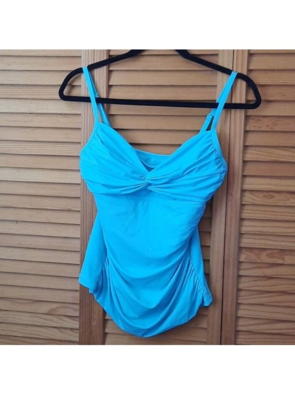Bleu Rod Beattie NWT Teal Blue Underwire  Ruched Side Tankini Top Size 8